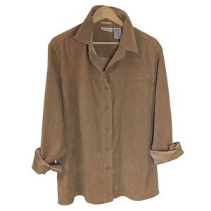 White Stag Woman Faux Suede Western Shacket Tan 22W Oversized Mint Condition